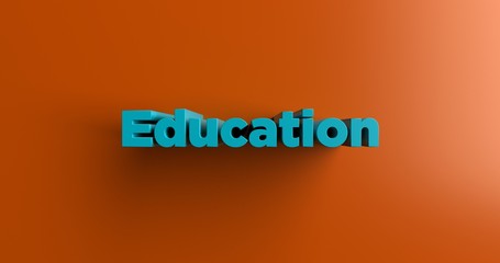 Education - 3D rendered colorful headline illustration.  Can be used for an online banner ad or a print postcard.