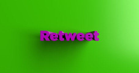 Retweet - 3D rendered colorful headline illustration.  Can be used for an online banner ad or a print postcard.