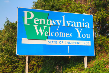 Pennsylvania Welcomes You road sign - 123842213