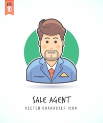 Salesman man in suit finance manager illustration People lifestyle and occupation Colorful and stylish flat vector character icon