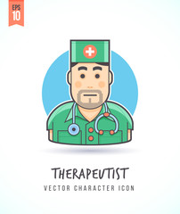 Medical doctor Therapeutist in clinic illustration People lifestyle and occupation Colorful and stylish flat vector character icon