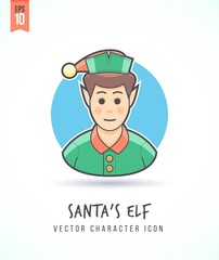 Christmas elf Santa Claus Assistant illustration People lifestyle and occupation Colorful and stylish flat vector character icon