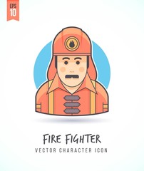 Fireman in uniform illustration People lifestyle and occupation Colorful and stylish flat vector character icon