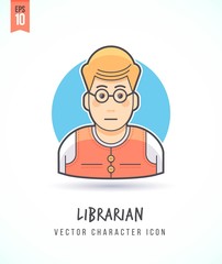 Librarian illustration People lifestyle and occupation Colorful and stylish flat vector character icon