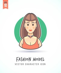 Beautiful girl Fashion model woman illustration People lifestyle and occupation Colorful and stylish flat vector character icon