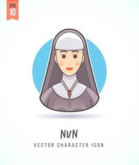 Nun sister illustration People lifestyle and occupation Colorful and stylish flat vector character icon