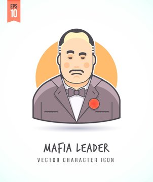 Mafia boss illustration People lifestyle and occupation Colorful and stylish flat vector character icon