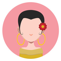 Avatar of a woman with a red flower in their hair