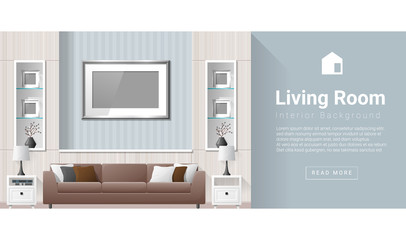 Interior design Modern living room background , vector, illustration