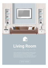 Interior design Modern living room banner , vector, illustration