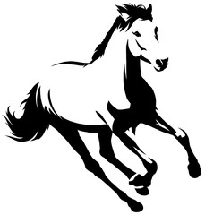 black and white linear paint draw horse illustration © Turaev