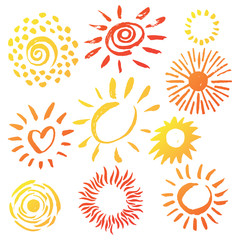 Hand drawn sun icons