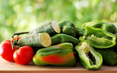 Tomatoes, Bell peppers and cucumbers