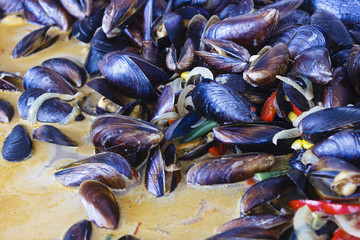 Mussels cooked in a sauce with spices