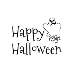 Happy Halloween concept. Vector Halloween retro badge. Concept for shirt or logo, print, stamp and seal. Ghost. Typography Halloween party design- stock vector.
