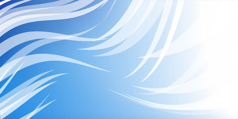 blue background with layers of white wispy triangles in curved flowing lines