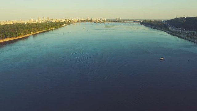 Kiev cityscape at sunset. 4k, 30 fps