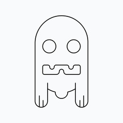 Ghost character in Line and flat style for festive Halloween design