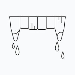 Vampire teeth with blood vector illustration. Halloween icon