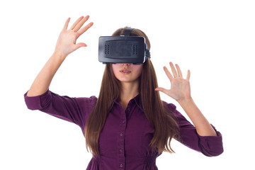 Woman using VR glasses