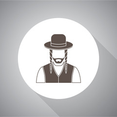 Jew vector character. Vector illustration. Religion icon. Silhouette. Flat style.