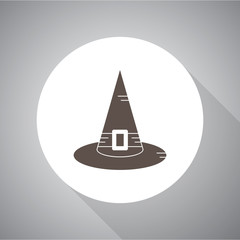 Fototapeta premium Witch Hat for Halloween, vector icon.