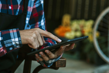 businessman hands with tablet