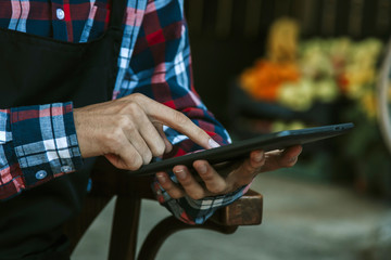 businessman hands with tablet