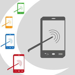 touchscreen phone. Vector image touchscreen phone. Silhouette touchscreen phone. Flat icon touchscreen phone. Illustration touchscreen phone.