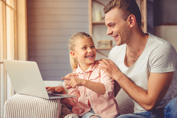 Father and daughter at home
