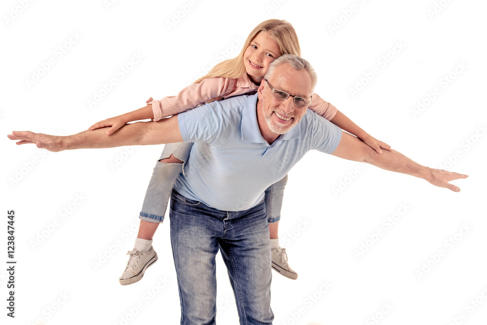 Poster grandpa and little girl