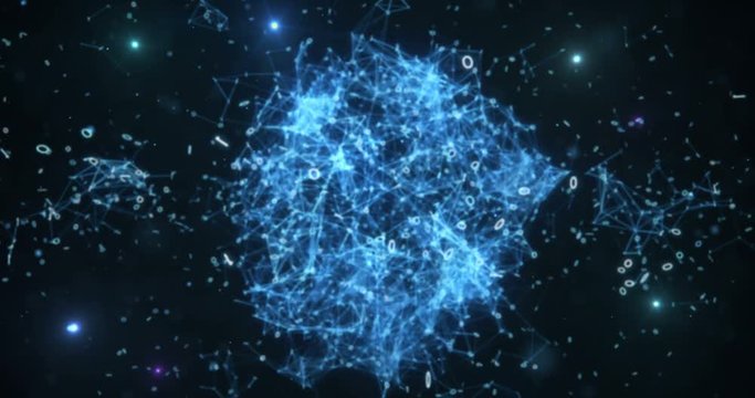 Pulsating Digital Binary Data Networks Abstract Motion Background 4k