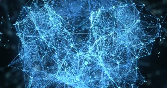 Pulsating Digital Binary Data Networks Abstract Motion Background 4k
