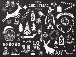 Hand drawn Christmas design elements