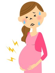 陣痛の始まった妊婦