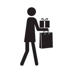 Man, woman and gift icon vector illustration