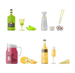 Set of different alcohol drink bottles