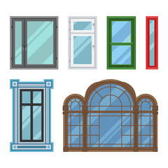 Different house windows vector elements