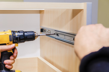 Assembling of furniture closeup