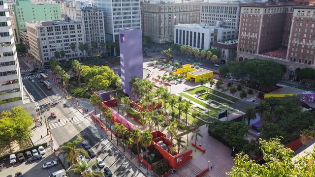 Pershing Square in Downtown Los Angeles Day Timelapse