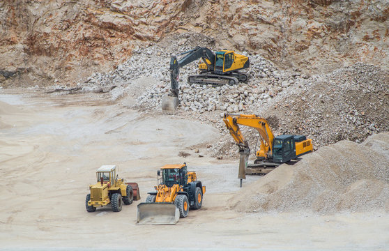 Machines Working At Gravel Pit