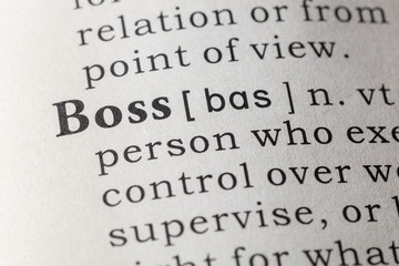 Obraz premium Dictionary definition of boss
