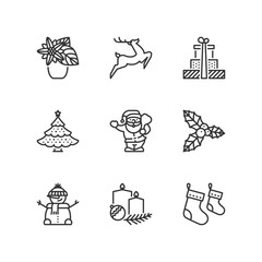 Line icons. Christmas. Flat symbols