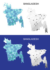 Bangladesh map in geometric polygonal style. Abstract gems triangle.