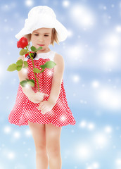 Girl with rose flower