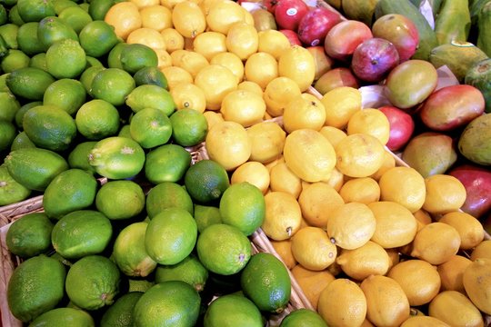Fresh Market, organic fruit, lemons, mangoes