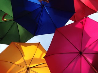 umbrella background rainbow many umbrellas colorful stock, photo, photograph, image, picture, 