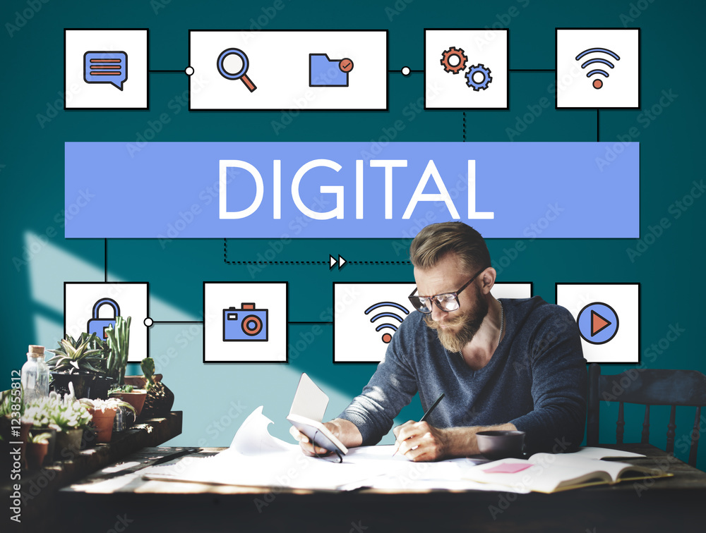Aufkleber network connection data internet technology concept