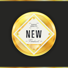 Gold metal badge vintage style isolated vector illustration