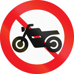 Road sign used in Denmark - No motorcycles or mopeds